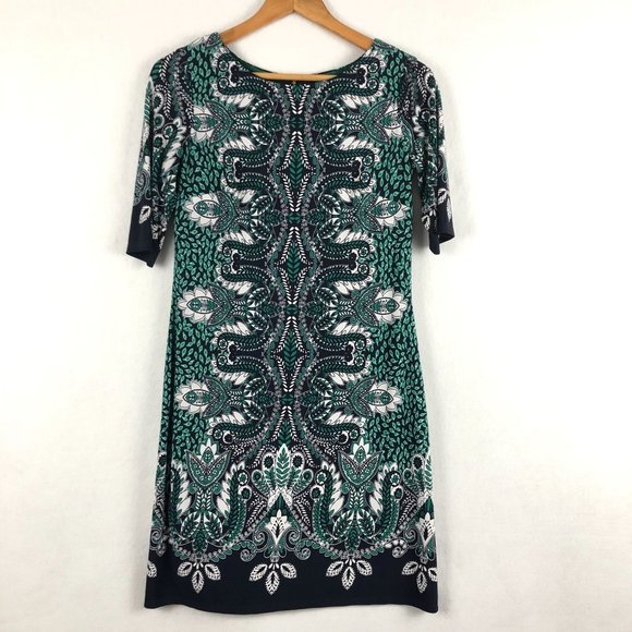 Eliza J Dresses & Skirts - Eliza J Women's Size 4 Blue White Green Printed Short Sleeve Sheath Dress